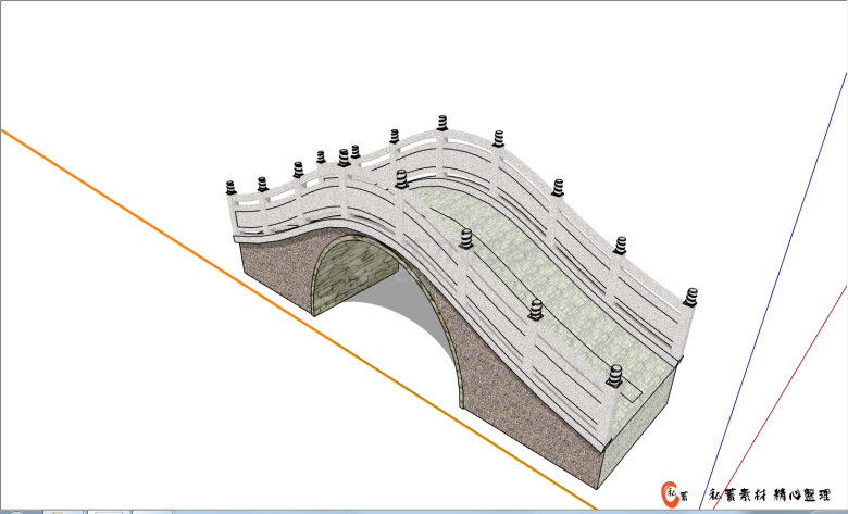 小型景区游客通行拱桥的SU模型-图二