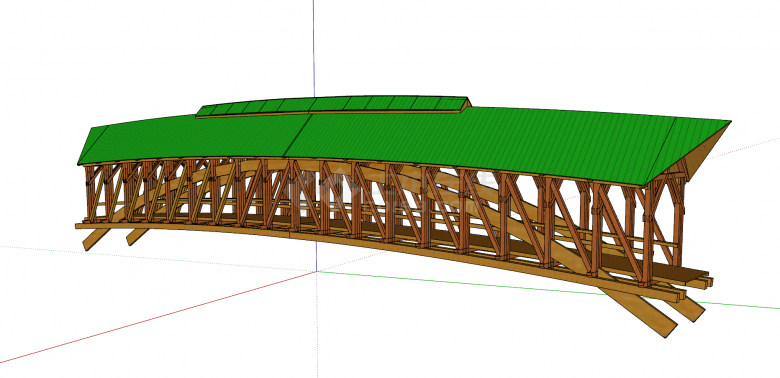 东南亚风格多结构廊桥su模型-图二