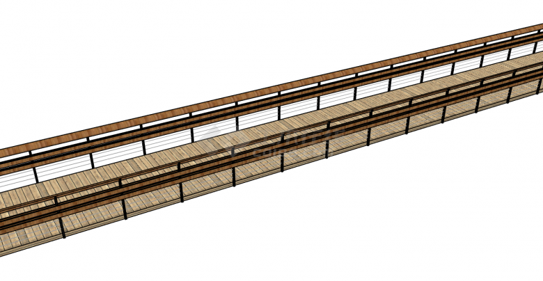 小型木制长廊型桥梁模板su模型-图一
