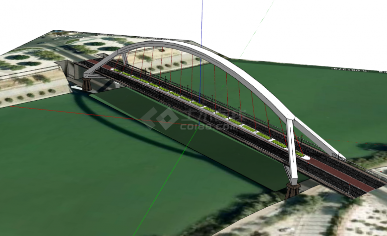 现代化大型多结构类型江景桥梁su模型-图一
