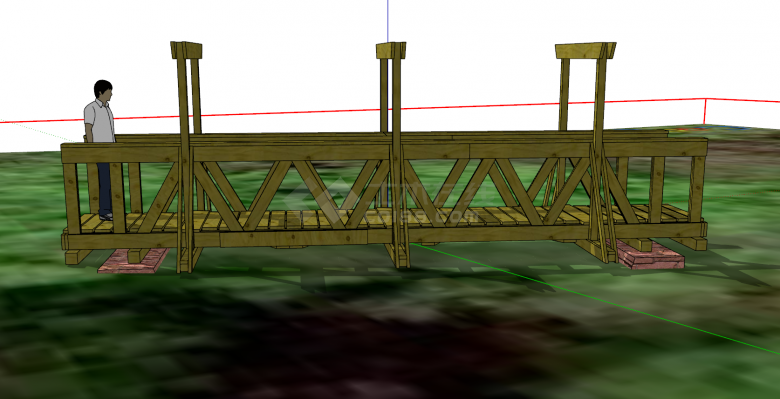 日式小型景观观光桥梁su模型-图二