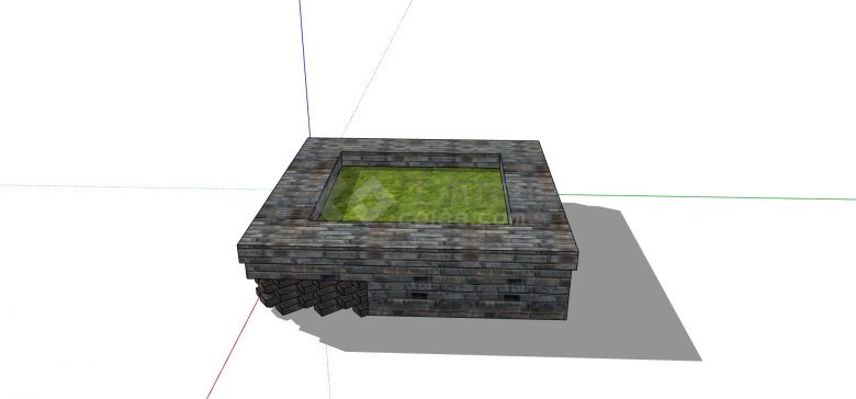 石砖凹陷型方形树池su模型-图二