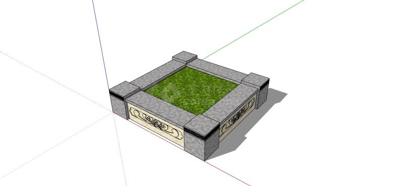 简约新中式方形树池 su模型-图一