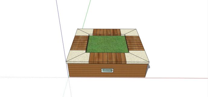 木质嵌入式方形树池 su模型_图1