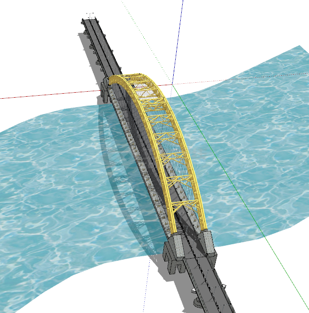 工业风半圆形扇形明黄钢铁镂空直行高速公路su模型-图二