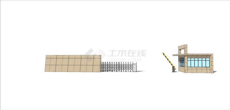 现代简约厂区学校大门su模型-图一