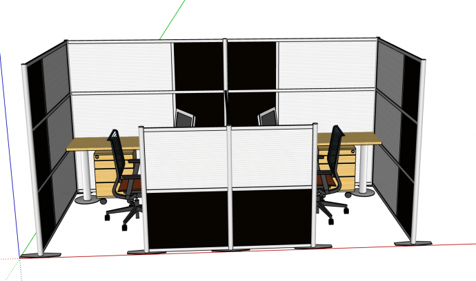 小型普通办公室隔断su模型_图1