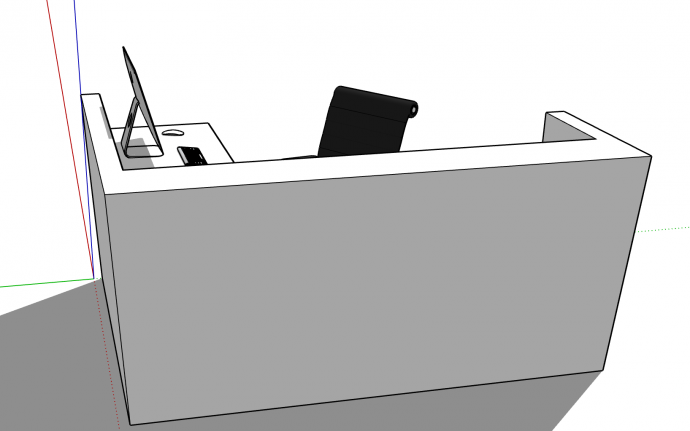简单白色办公桌椅su模型_图1
