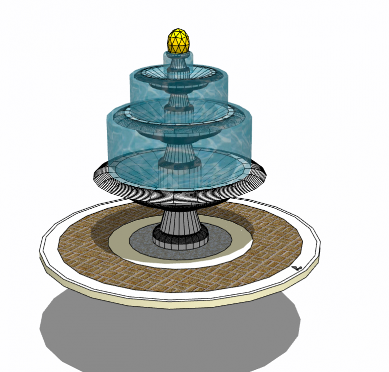 城市中心公园观赏瀑布喷泉su模型-图二