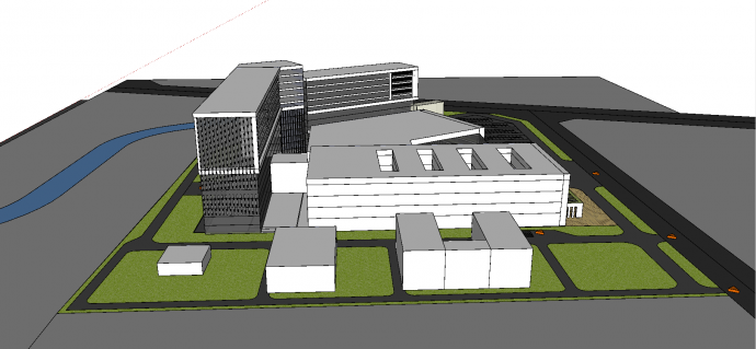 成都市第七人民医院入口绿化设计su模型_图1