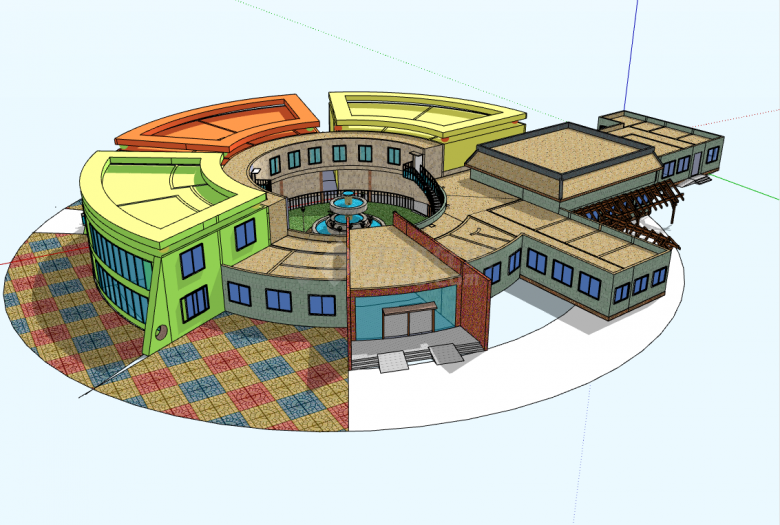 欧式古典圆形大型幼儿园建筑su模型-图二