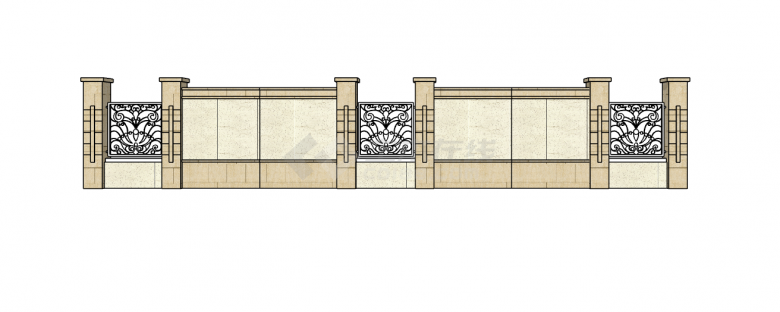 墙面石头材质欧式围墙的SU模型-图二