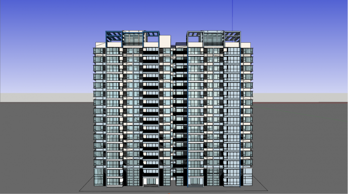 高楼层小区建筑户型su模型_图1