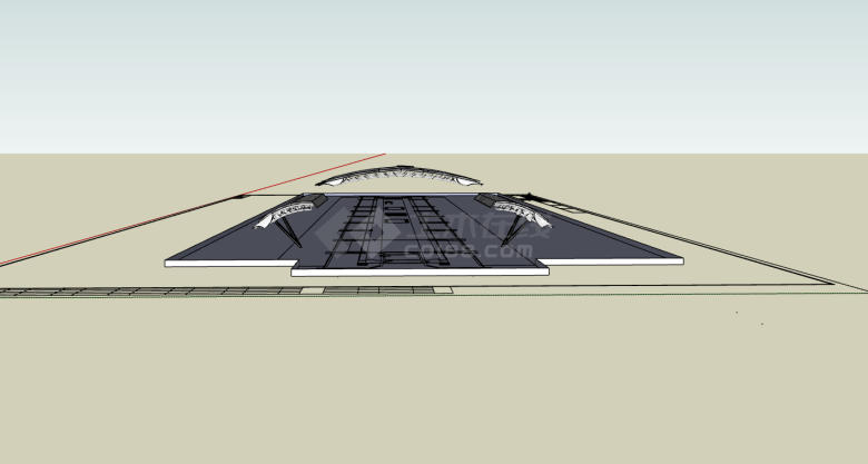 现代科技感兆丰路机场su模型-图一