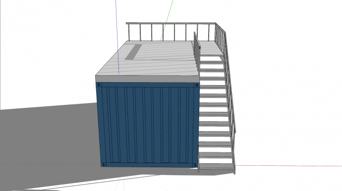 带楼梯置顶空间集装箱 su模型_图1
