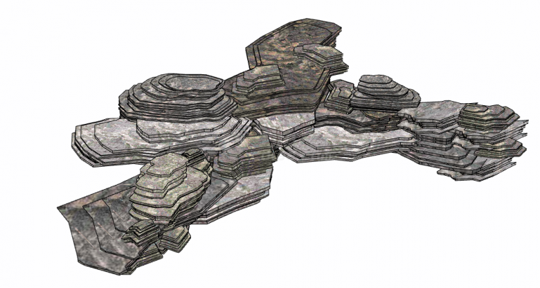 复古堆叠的假山置石 su模型-图二