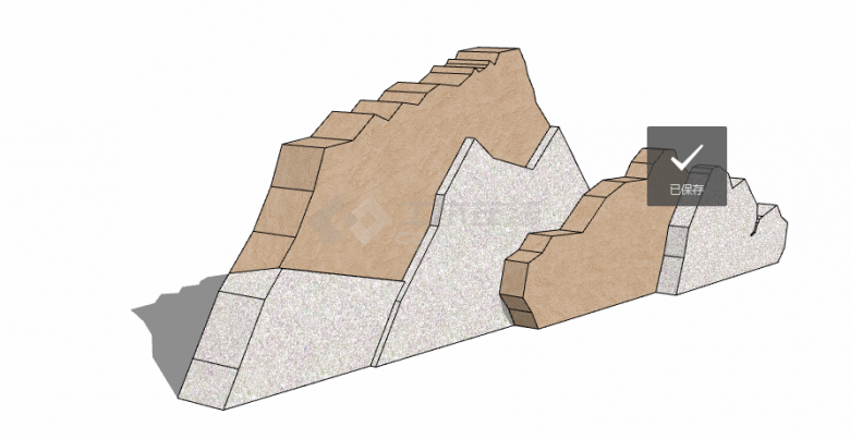 白黄相间山状假山置石su模型-图二