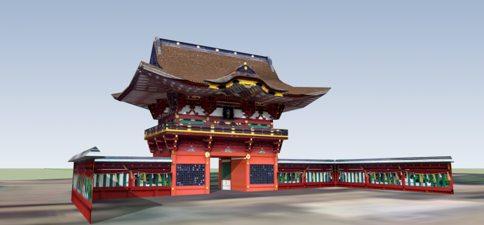 日式风格古建筑门楼su模型_图1