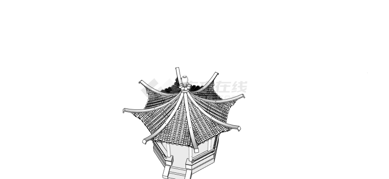 古式适用多种环境精致带依栏八角亭子su模型-图二