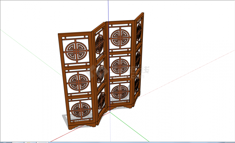 木质简约唐风屏风的SU模型-图二