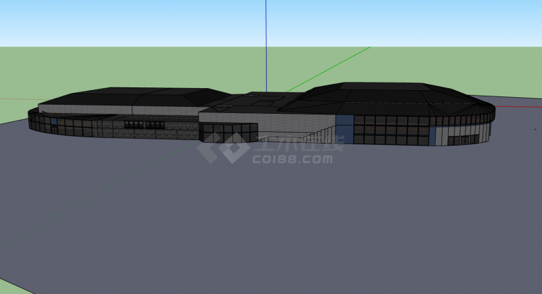 现代简约椭圆形体育馆su模型-图一