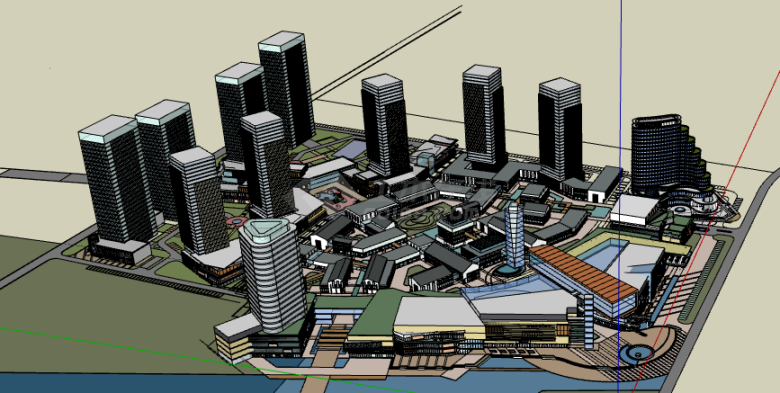 现代高耸商业综合体su模型-图二