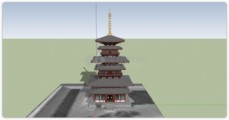 古典中式风格塔楼su模型-图二
