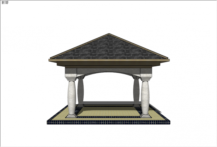 新古典典雅柱式攒尖顶亭子su模型_图1
