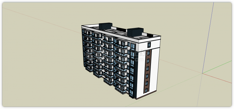 现代砖结构多层住宅su模型-图二