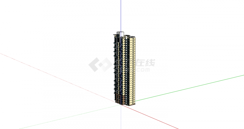 西安现代豪华独栋高层住宅su模型-图二