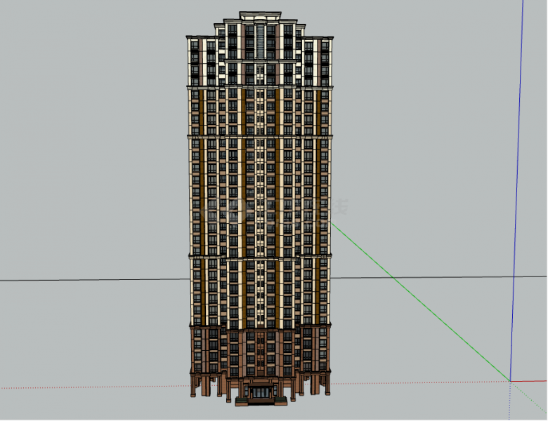 新古典风格的高层住宅楼su模型-图二