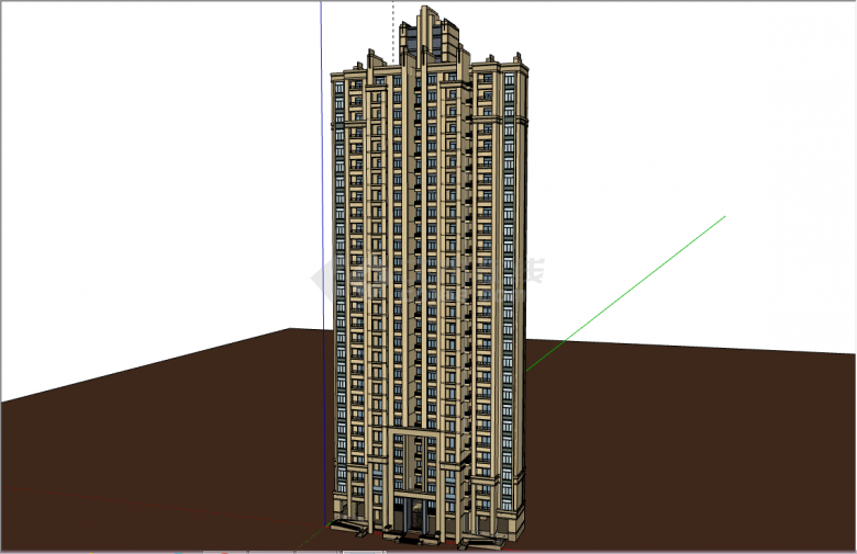 现代高层住宅户型楼su模型-图一