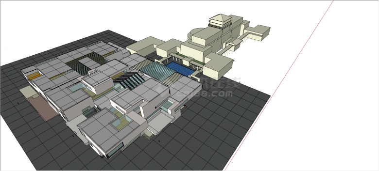 现代风大规模美术馆su模型-图一
