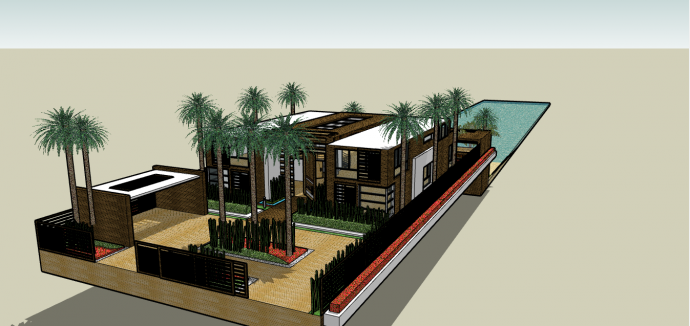 现代化大型木质别墅建筑su模型_图1