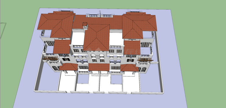 三层欧式联排别墅建筑su模型-图二