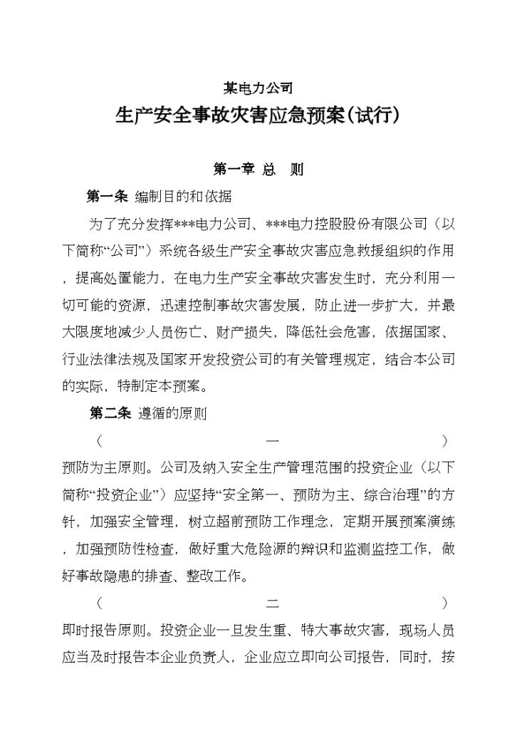 某电力公司生产安全事故灾害应急预案-图一