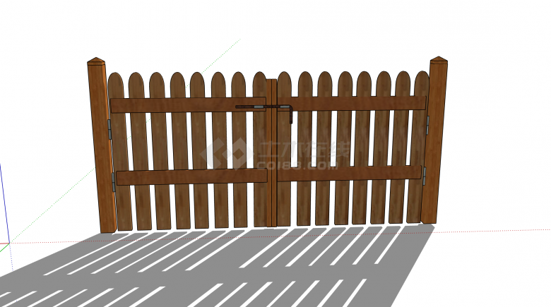 中式古典木质栅栏围栏su模型-图二