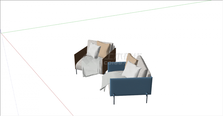一对环保商务休闲椅su模型-图二