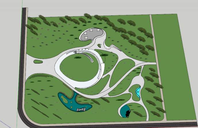 雨水花园湿地公园su模型_图1