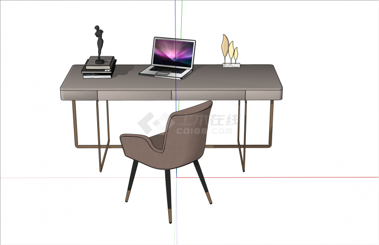 简约时尚现代风格书桌椅su模型-图二