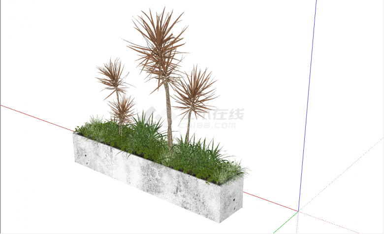 现代城市花坛花箱景观植物su模型-图二