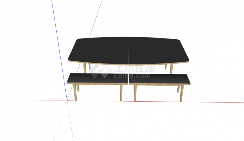 现代木制黑面桌椅su模型-图二