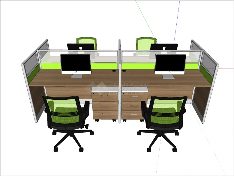 现代工作室公司单位办公桌会议桌su模型-图一