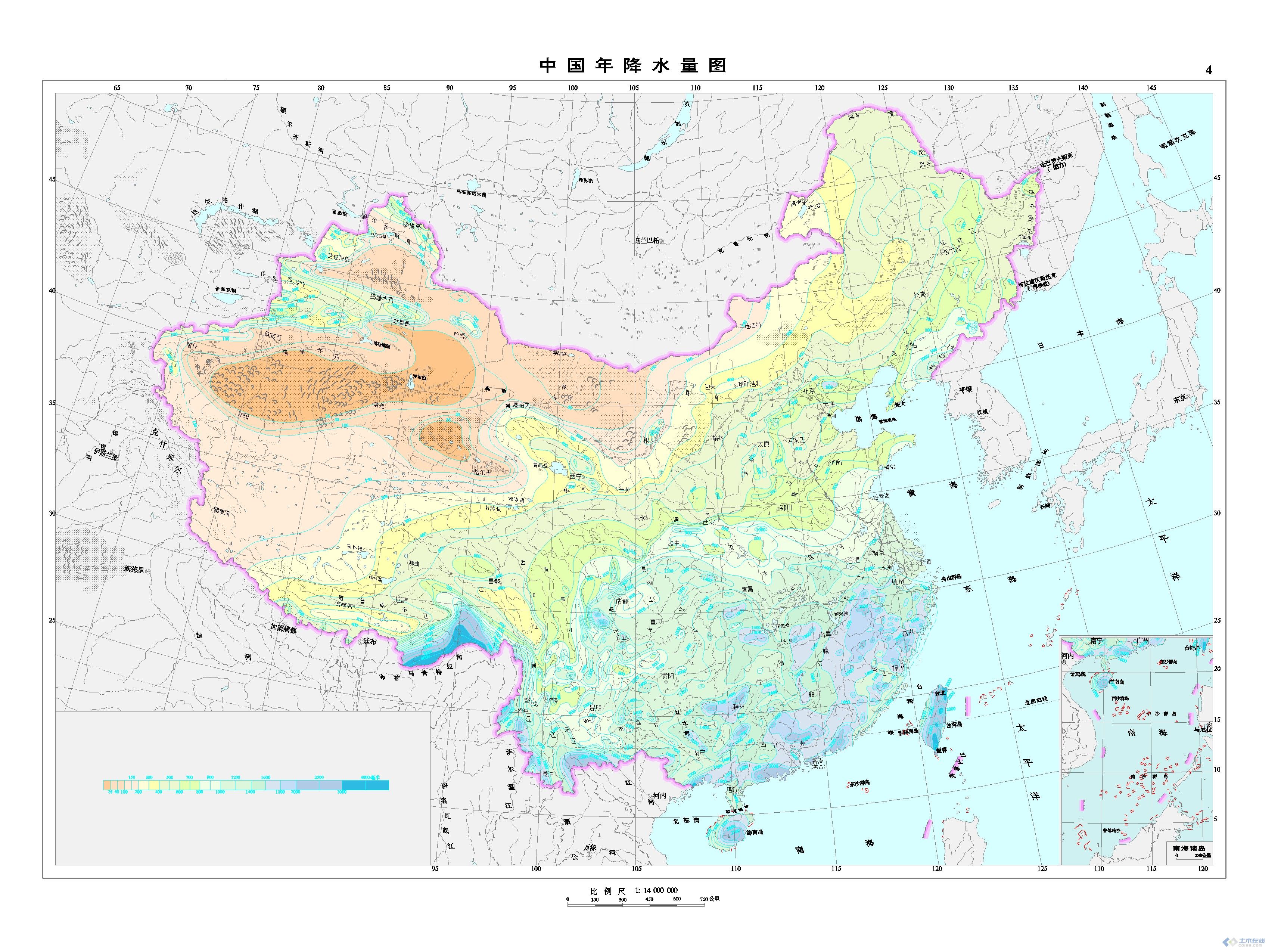 中国降水分布示意图图片