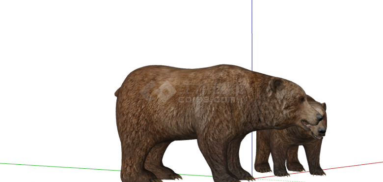 两只可爱的大小棕熊su模型-图二