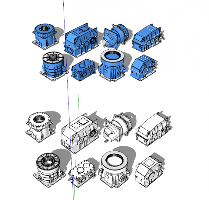 现代工业机械设备零件su模型_图1