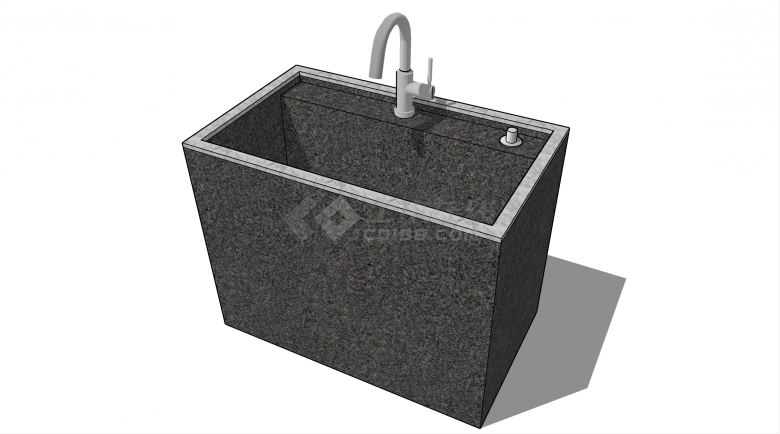 现代方形拖把池洗手池su模型-图二