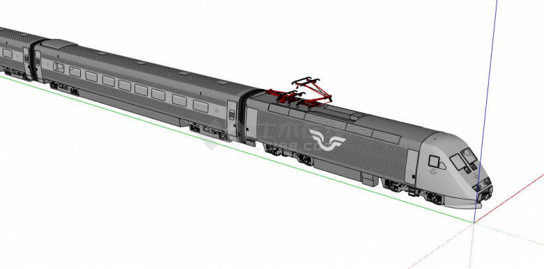 灰色车头现代大气火车su模型-图二