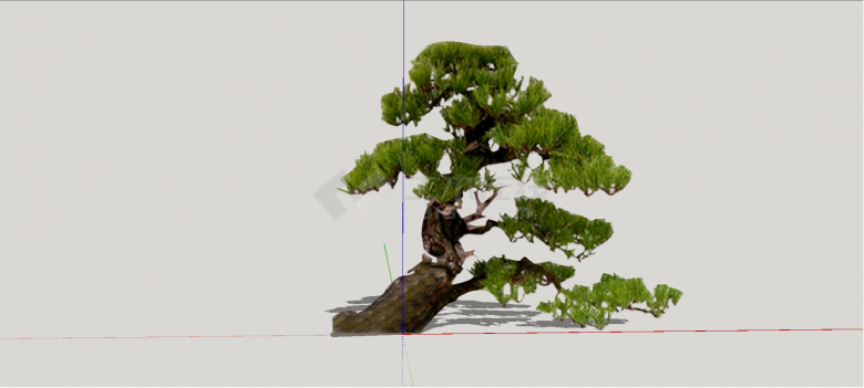 迎客松式绿色造型树su模型-图二