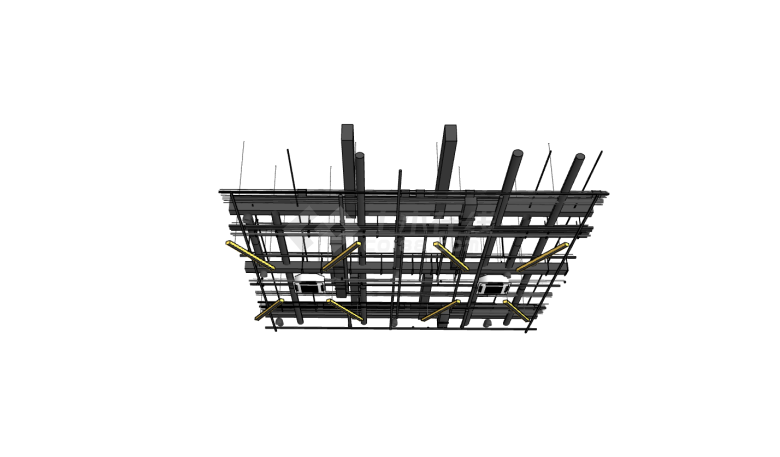 现代科技风钢铁吊顶su模型-图一